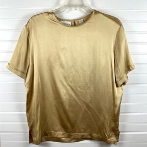 Liz Claiborne good 100% Silk Short Sleeve Top Size Large Size 12